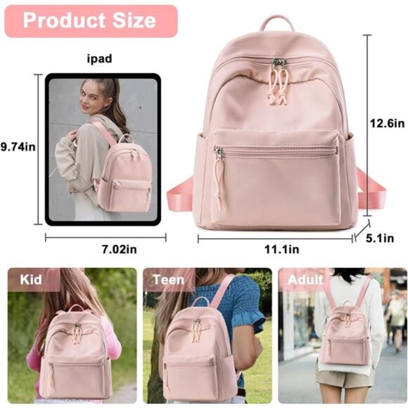 Womens Mini Backpack Water-resistant Pink - Picture 3 of 6